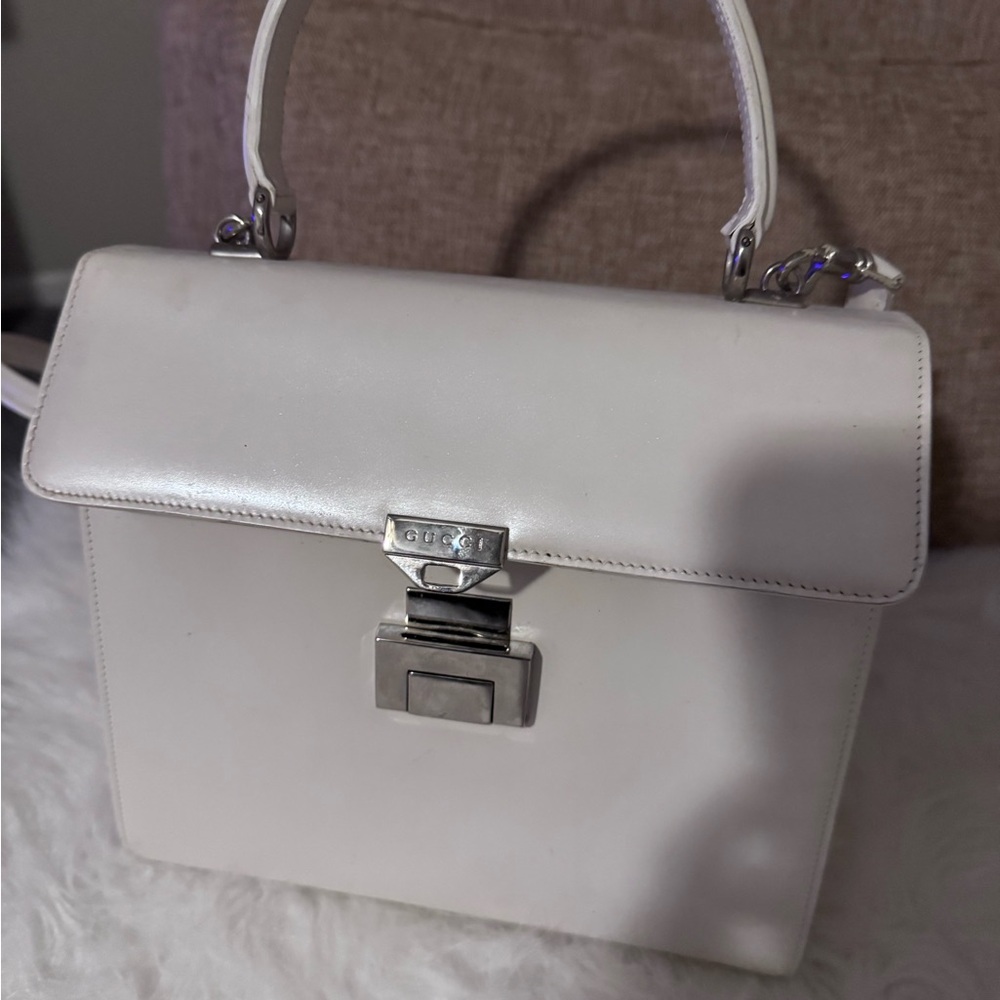 Authentic***Vintage Gucci Pearl White 2 way Handbag